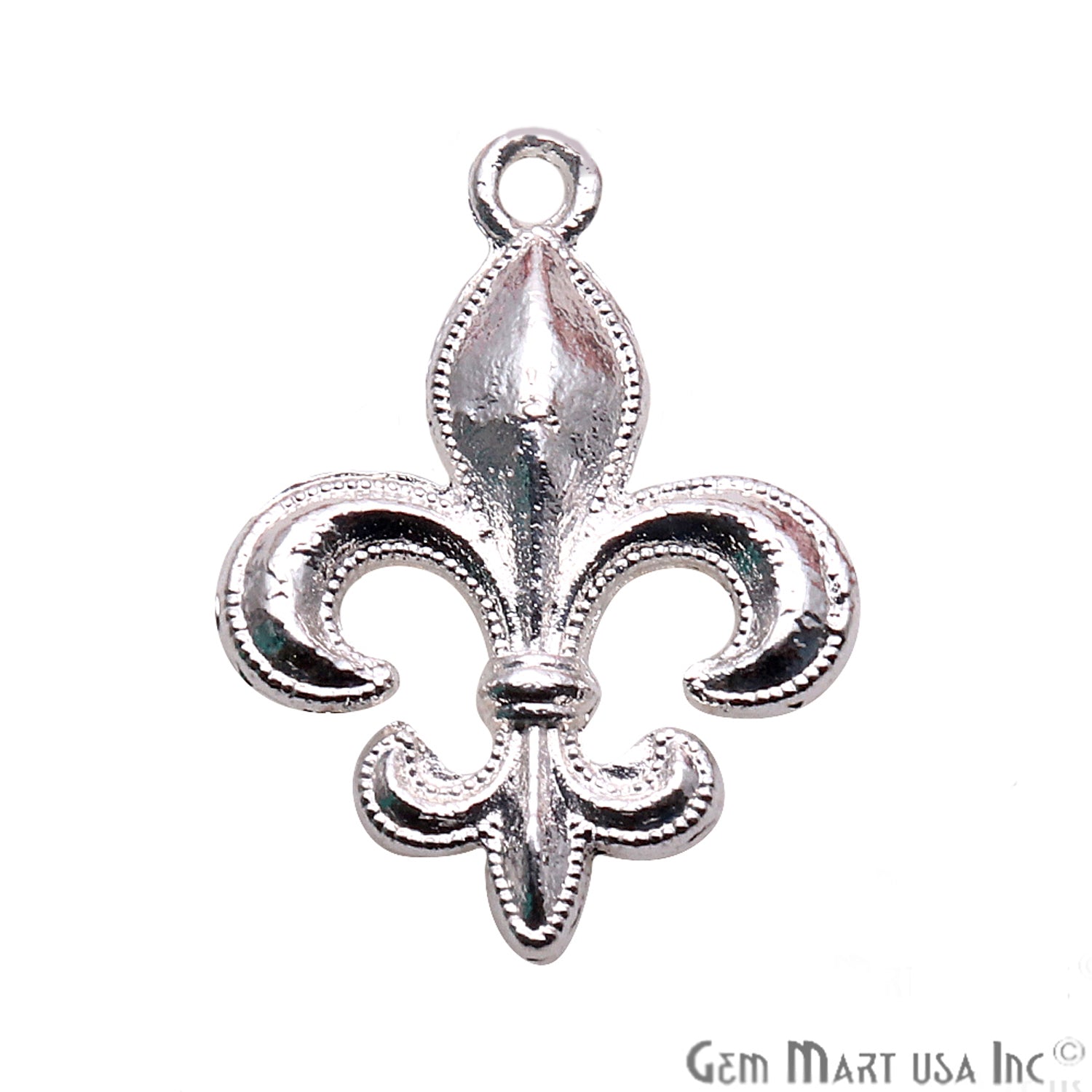 Fleur de Lis 28x19mm Chandelier Finding Charm Connector (Pick Your Metal) - GemMartUSA