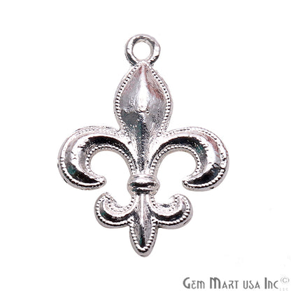 Fleur de Lis 28x19mm Chandelier Finding Charm Connector (Pick Your Metal) - GemMartUSA