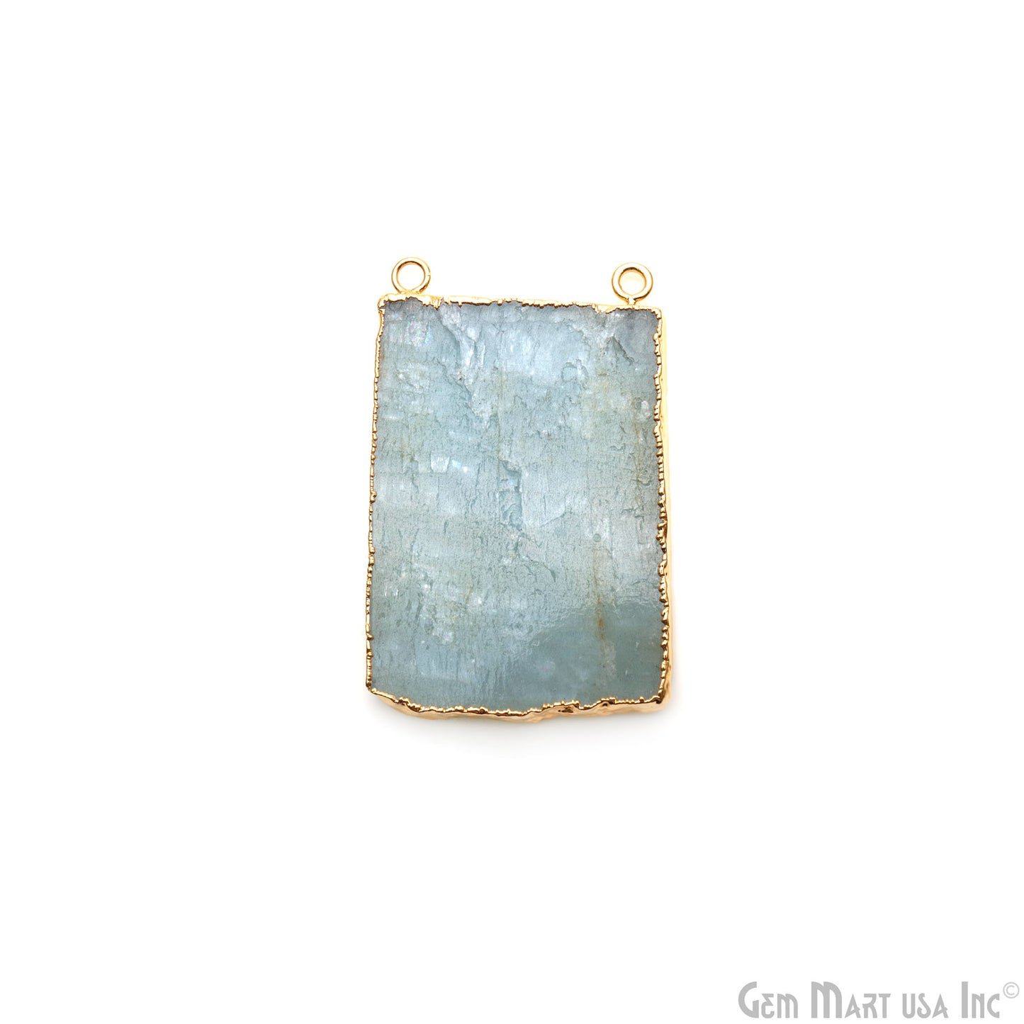 Aquamarine Free Form shape 54x35mm Gold Electroplated Gemstone Cat Bail Connector