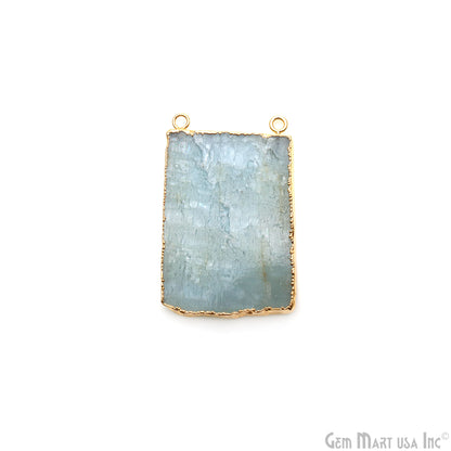 Aquamarine Free Form shape 54x35mm Gold Electroplated Gemstone Cat Bail Connector