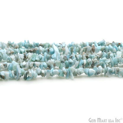 Larimar Chip Beads, 34 Inch, Natural Chip Strands, Drilled Strung Nugget Beads, 3-7mm, Polished, GemMartUSA (CHLI-70001)