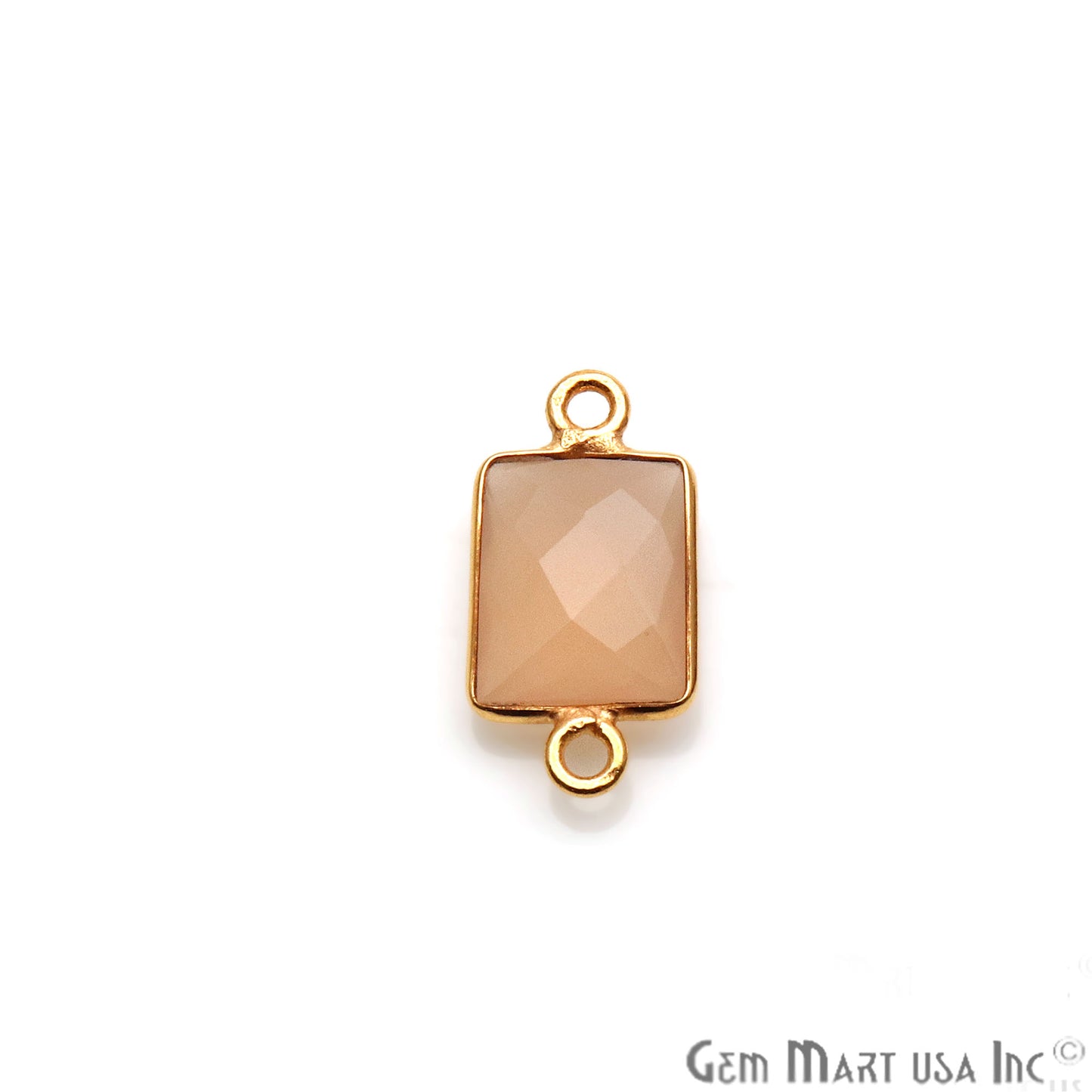 Sand Chalcedony Octagon 8x10mm Gold Plated Double Bail Gemstone Connector - GemMartUSA