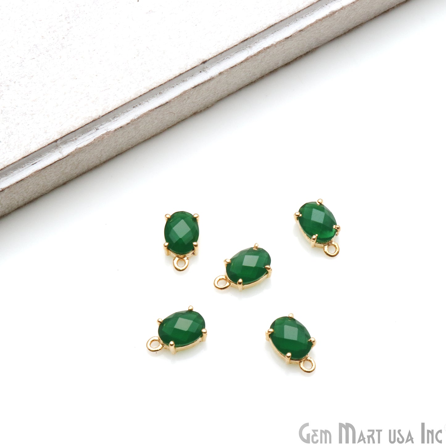 Oval 6x8mm Gold Plated Prong Setting Gemstone Connector (Pick Stone) - GemMartUSA