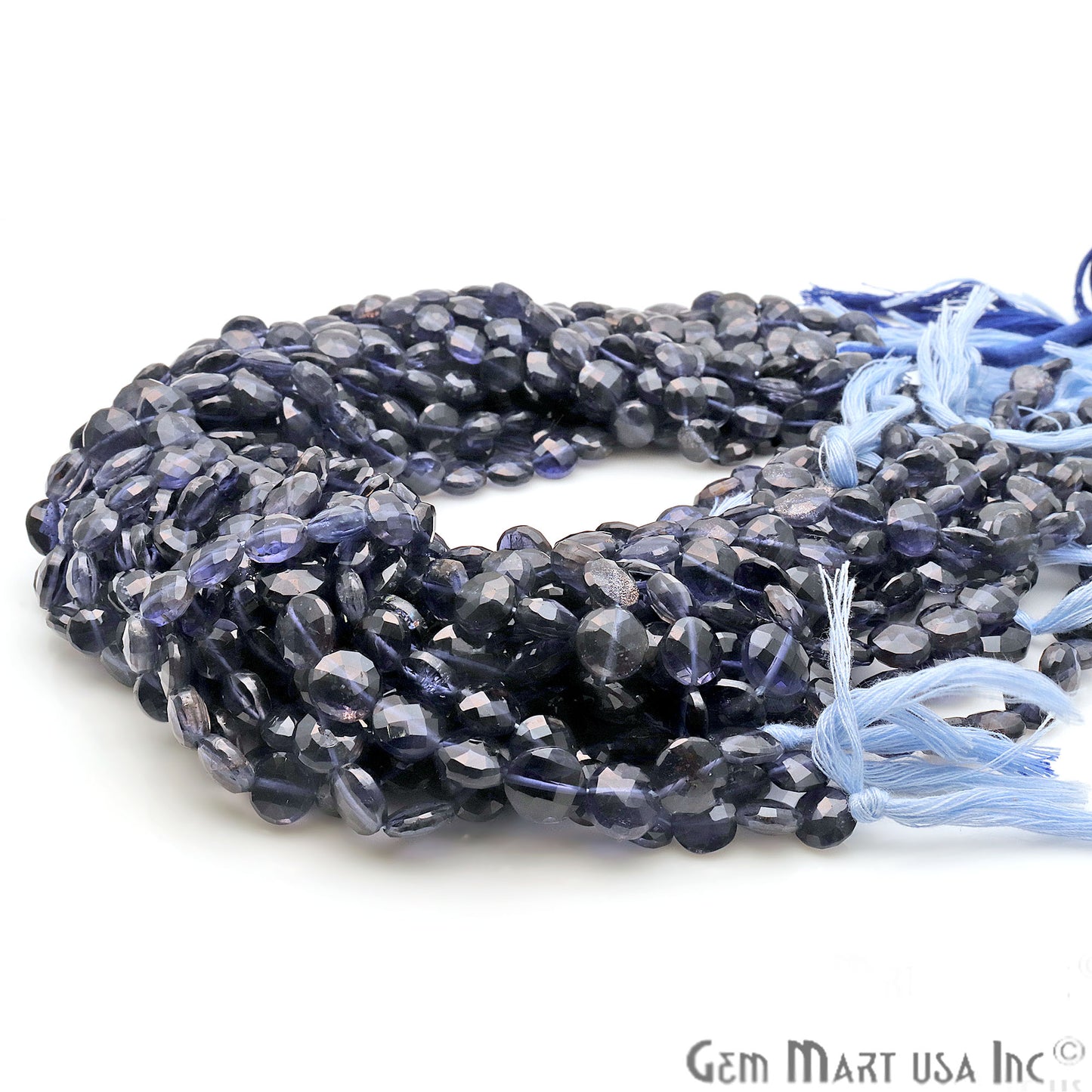 Iolite Coin 8mm Crafting Beads Gemstone Strands 14INCH - GemMartUSA