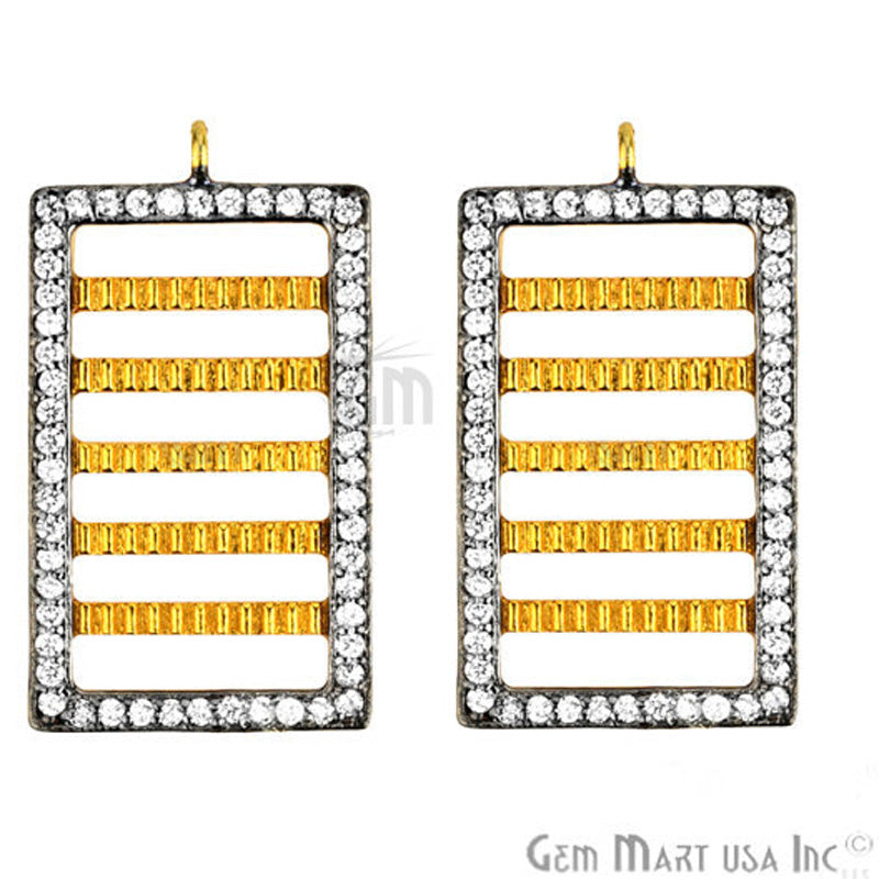 Cubic Zircon Pave Charm Gold Vermeil Charm For Bracelet & Pendants - GemmartUSA