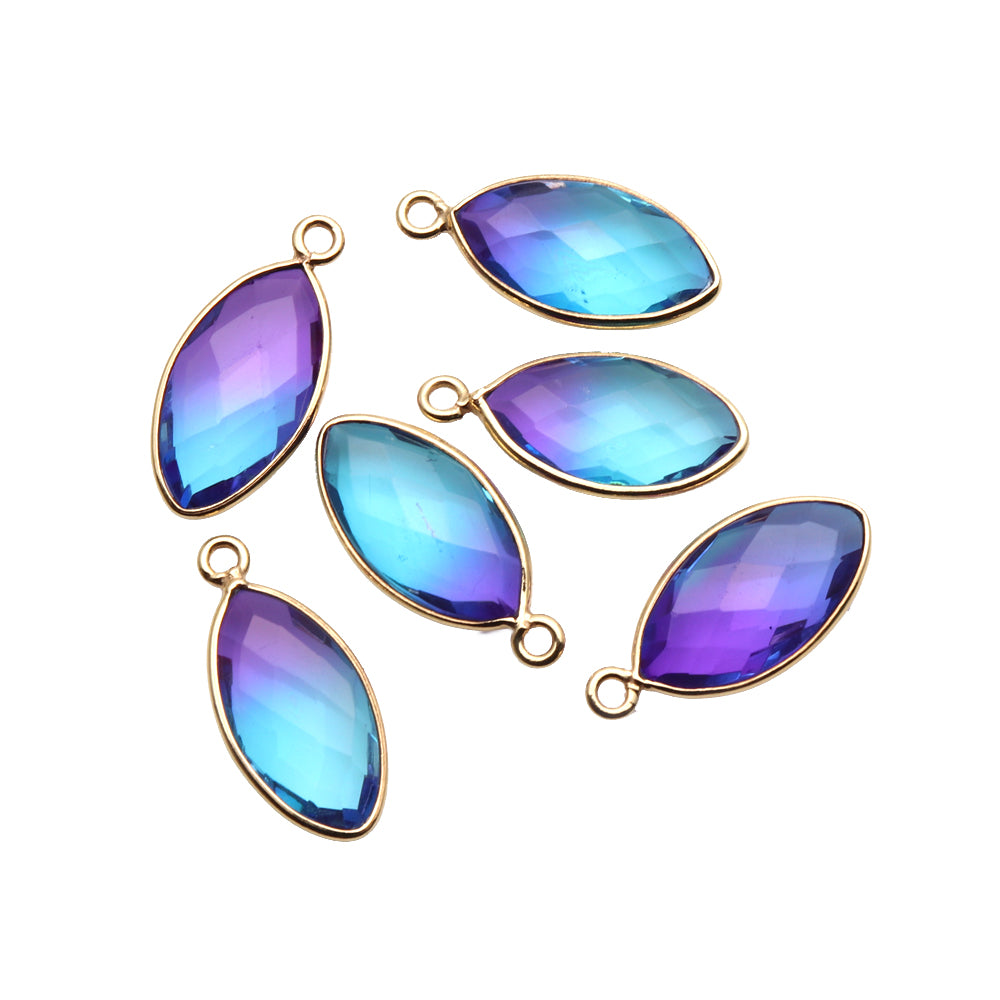 Doublet Aura Quartz 8x16mm Marquise Connector (Pick Color, Plating, Bail) - GemMartUSA