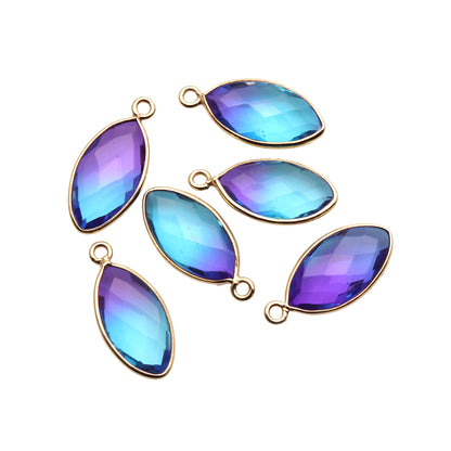 Doublet Aura Quartz 8x16mm Marquise Connector (Pick Color, Plating, Bail) - GemMartUSA