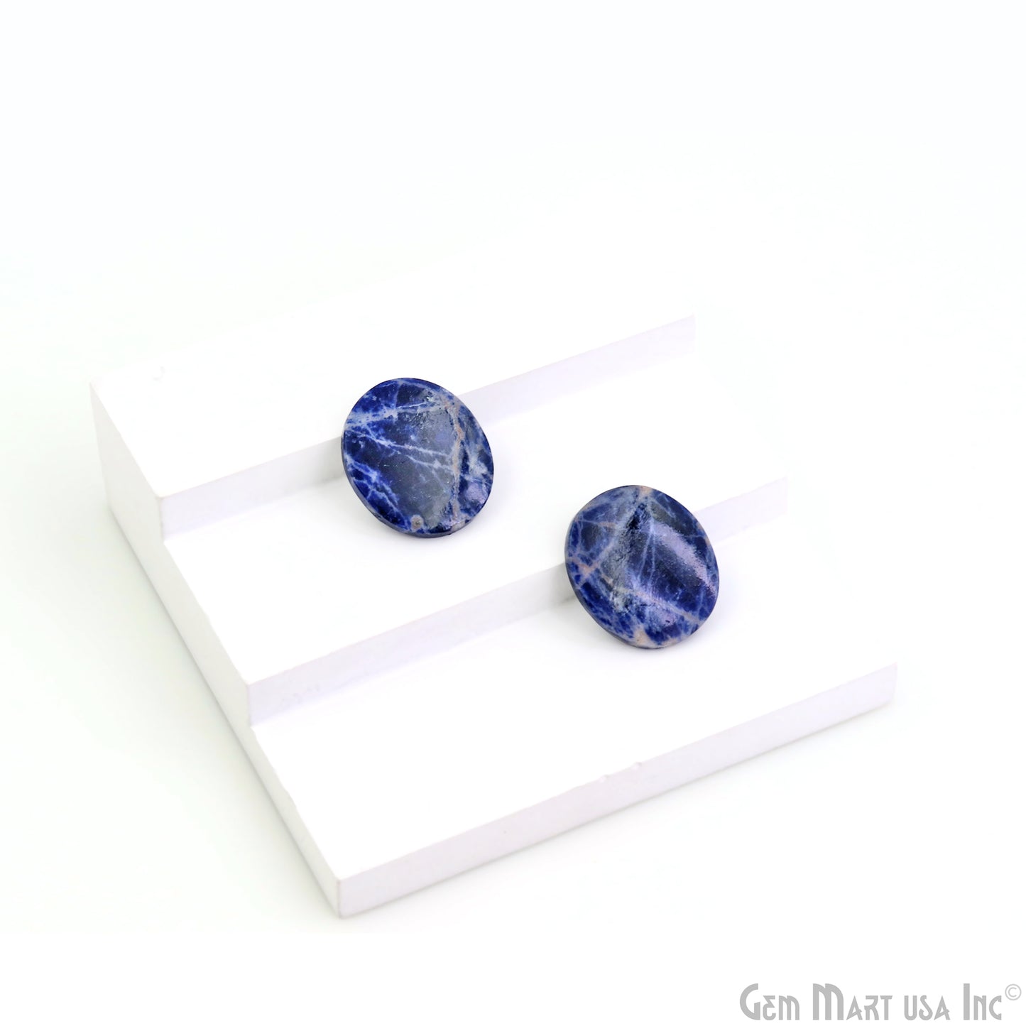 Sodalite Round Shape 23x20mm Loose Gemstone For Earring Pair