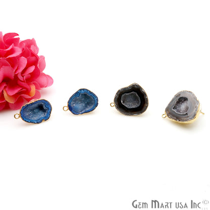 DIY Agate Slice Geode Druzy 15x26mm Gold Electroplated Loop Connector Studs Earrings - GemMartUSA