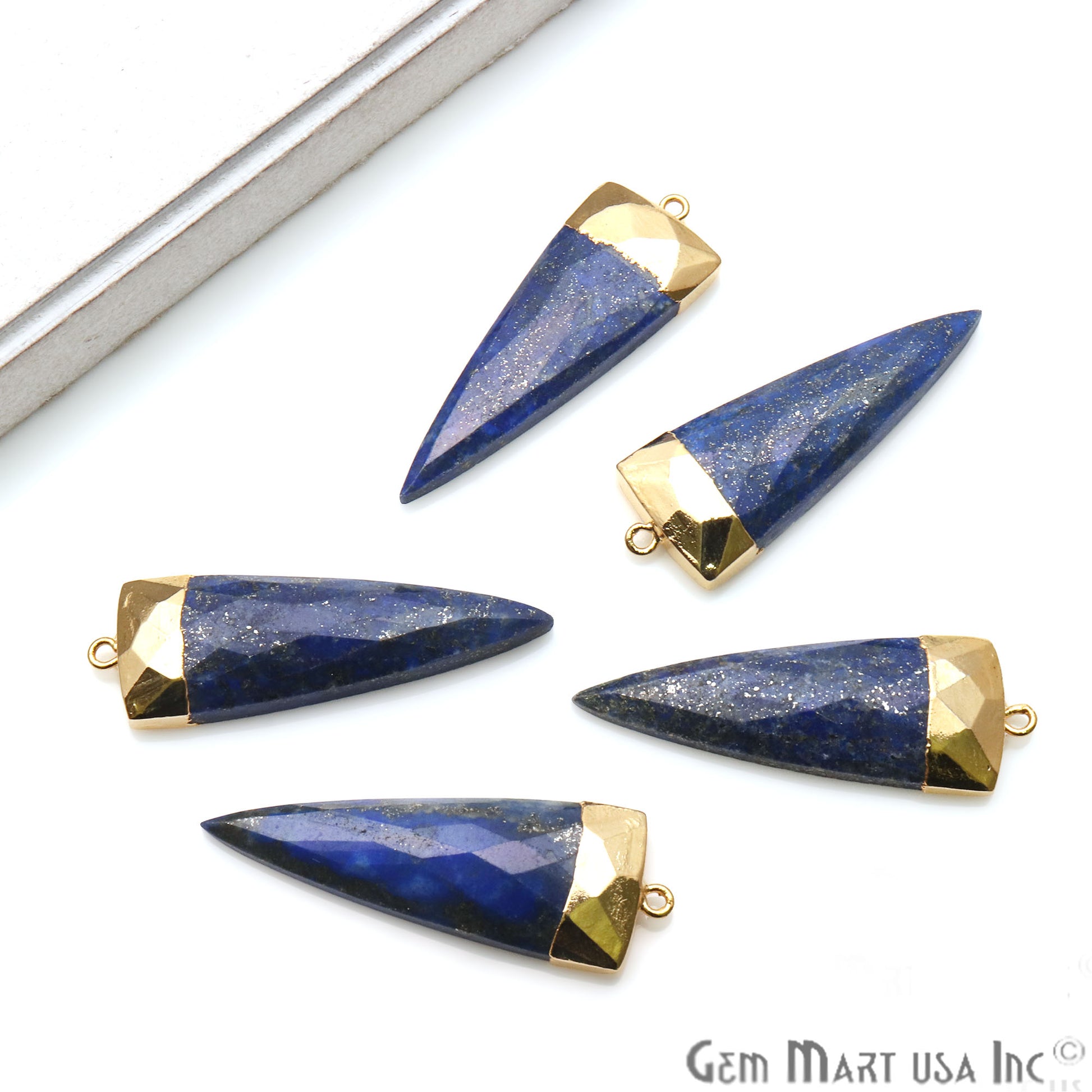 Gemstone Trillion 45x15mm Gold Electroplated Single Bail Connector (Pick Stone) - GemMartUSA