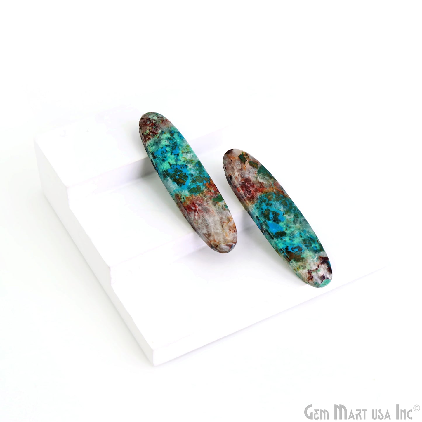 Chrysocolla Oval Shape 55X13mm Loose Gemstone For Earring Pair