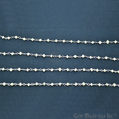 Howlite Faceted Silver Plated Wire Wrapped Beads Rosary Chain (763850293295)