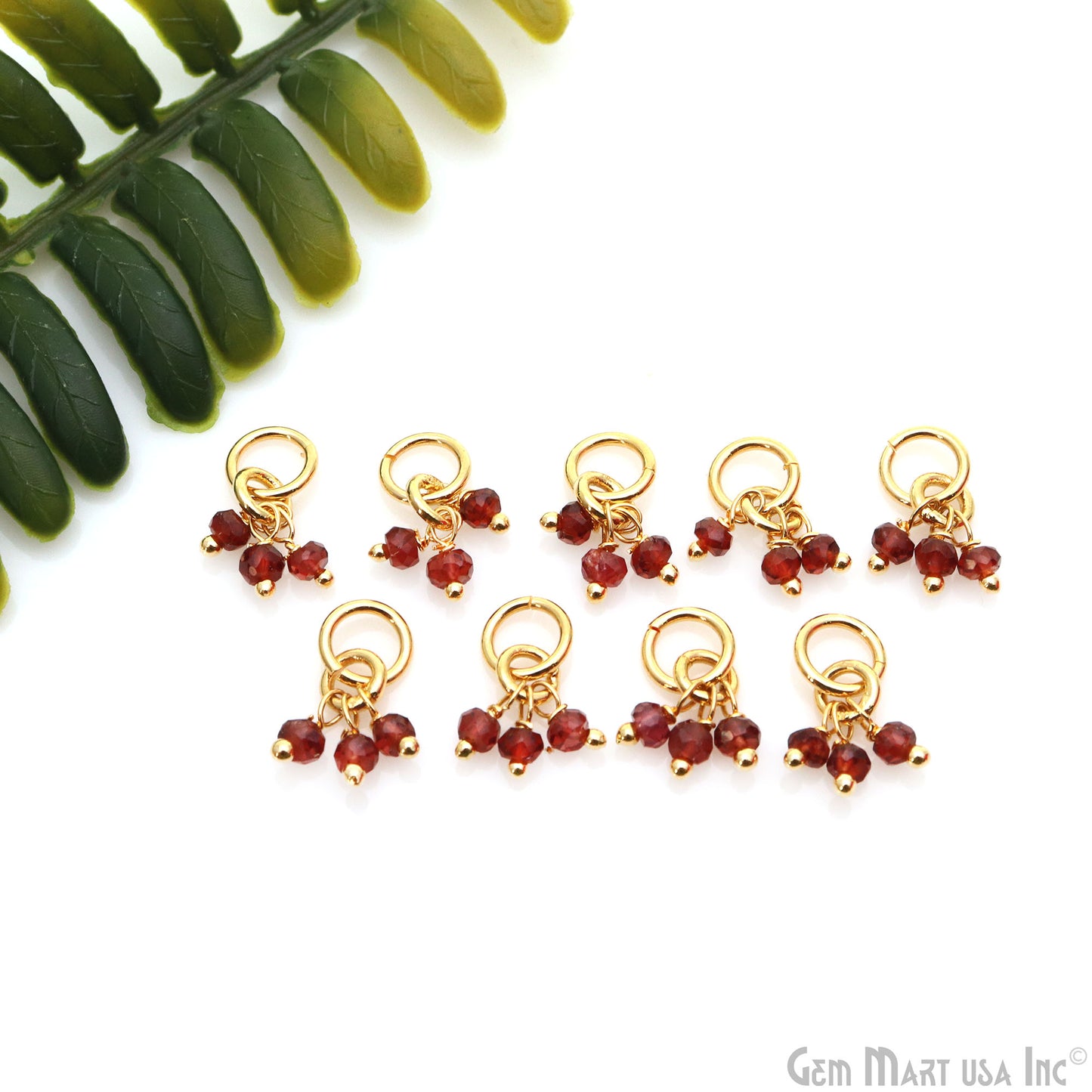 Faceted Gemstone Cluster Beads With Gold Jump Ring 15x6mm