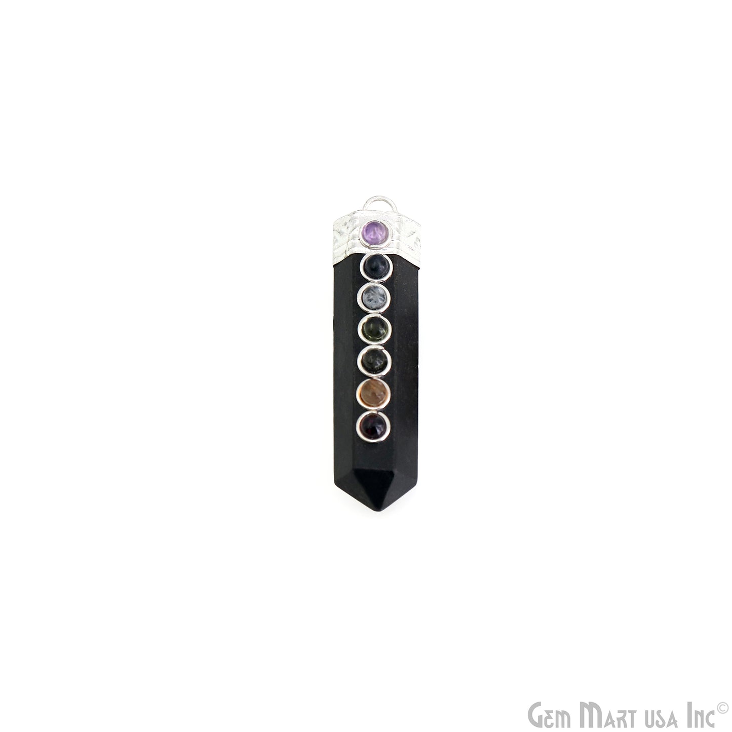 DIY 7 Chakra Healing Gemstone Silver 47x12mm Terminated Pendant