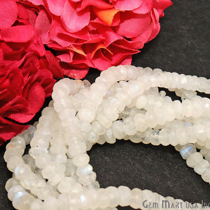 Rainbow Moonstone 5-6mm Round Rondelle Strand Beads - GemMartUSA