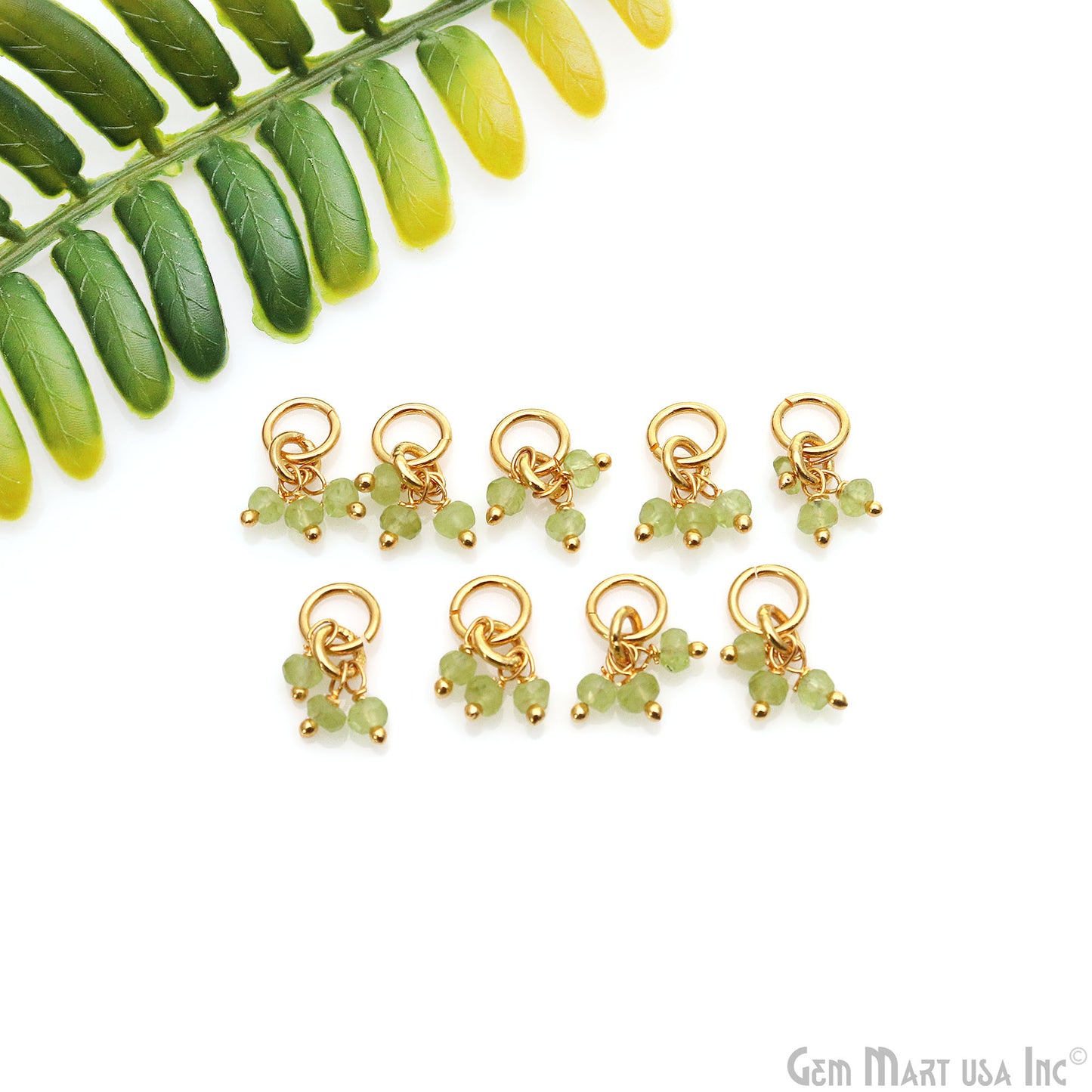Faceted Gemstone Cluster Beads With Gold Jump Ring 15x6mm