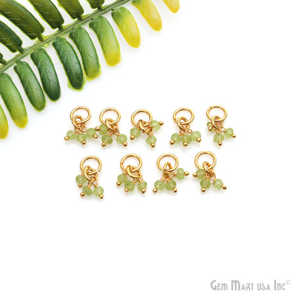 Faceted Gemstone Cluster Beads With Gold Jump Ring 15x6mm