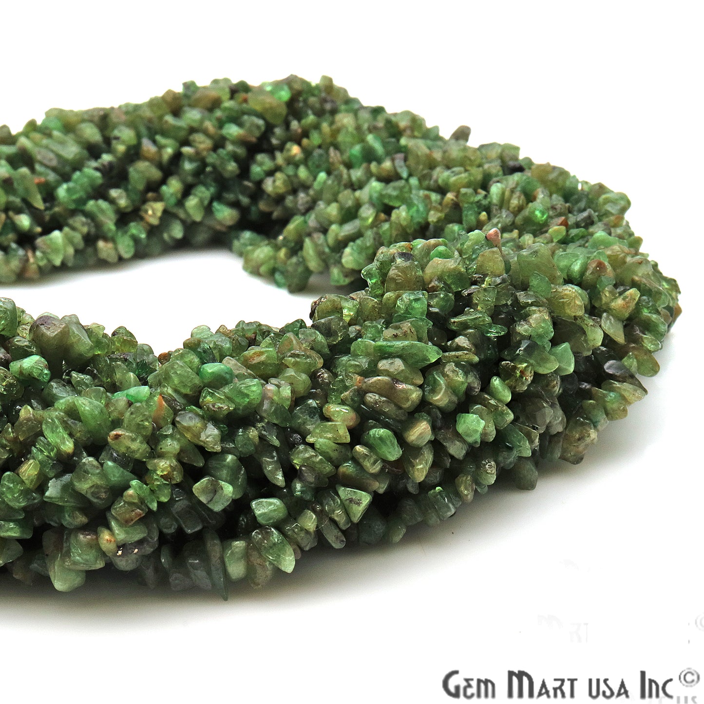 Natural Tsavorite Light 4-6mm Nugget Chips Strand 34 Inch - GemMartUSA