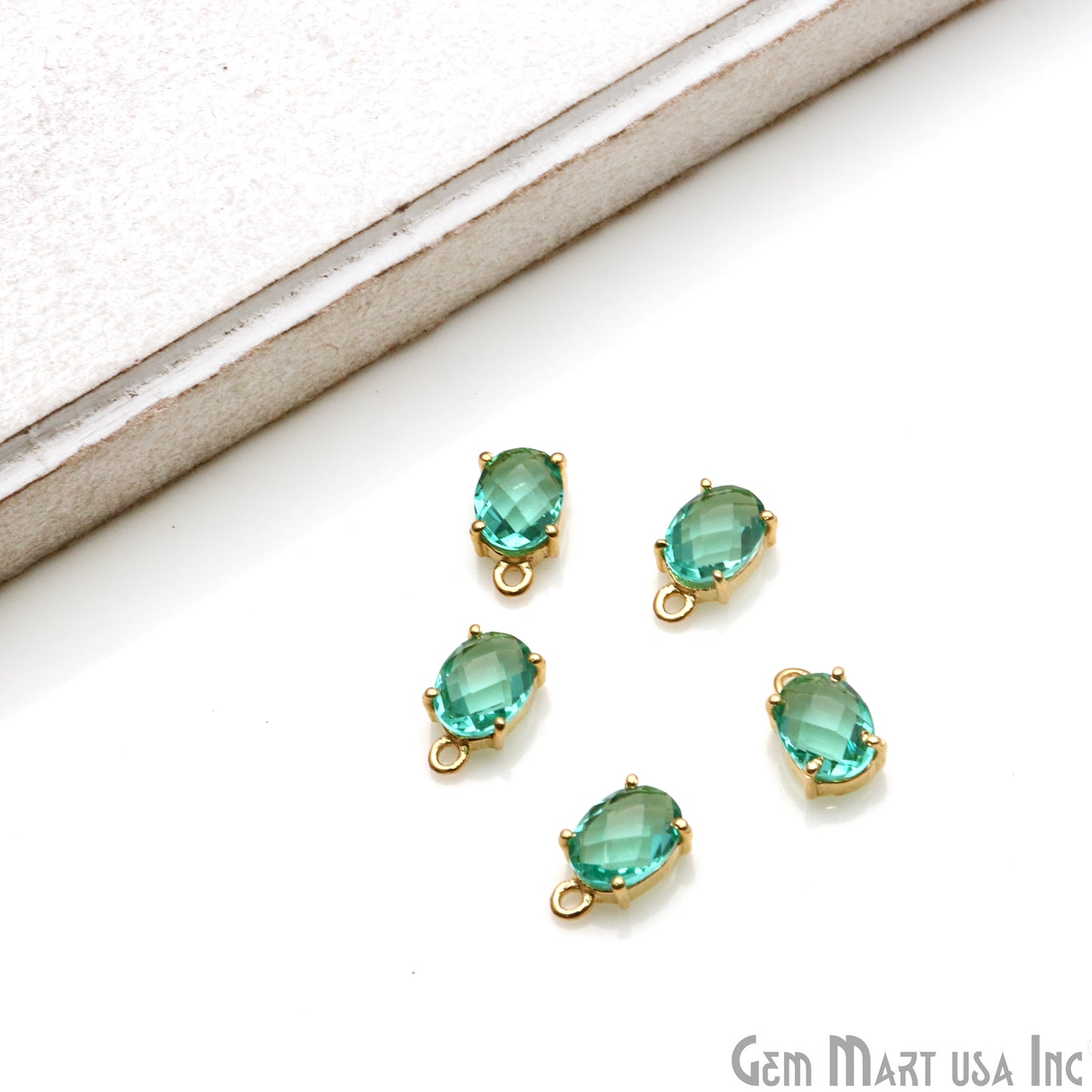 Oval 6x8mm Gold Plated Prong Setting Gemstone Connector (Pick Stone) - GemMartUSA