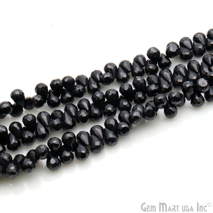 Black Spinel Faceted Gemstone Teardrops 8x6mm Rondelle Beads - GemMartUSA