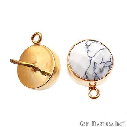 DIY Howlite Gemstone Gold Plated Loop Stud Earrings - GemMartUSA