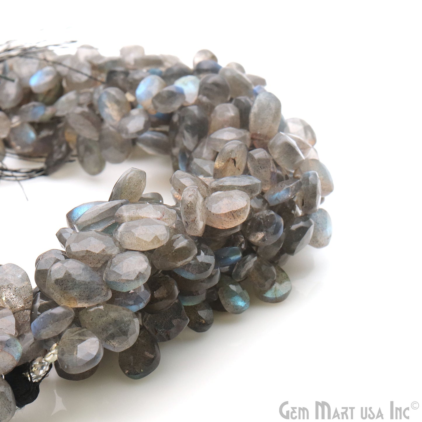 Labradorite Pears Beads, 8 Inch Gemstone Strands, Drilled Strung Briolette Beads, Pears Shape, 7x9mm