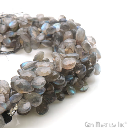 Labradorite Pears Beads, 8 Inch Gemstone Strands, Drilled Strung Briolette Beads, Pears Shape, 7x9mm