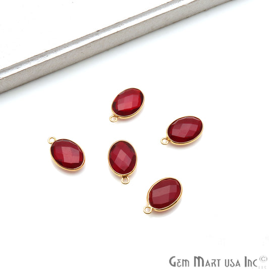 Garnet Oval 10x14mm Bezel Gold Plated Single Bail Gemstone Connector - GemmartUSA