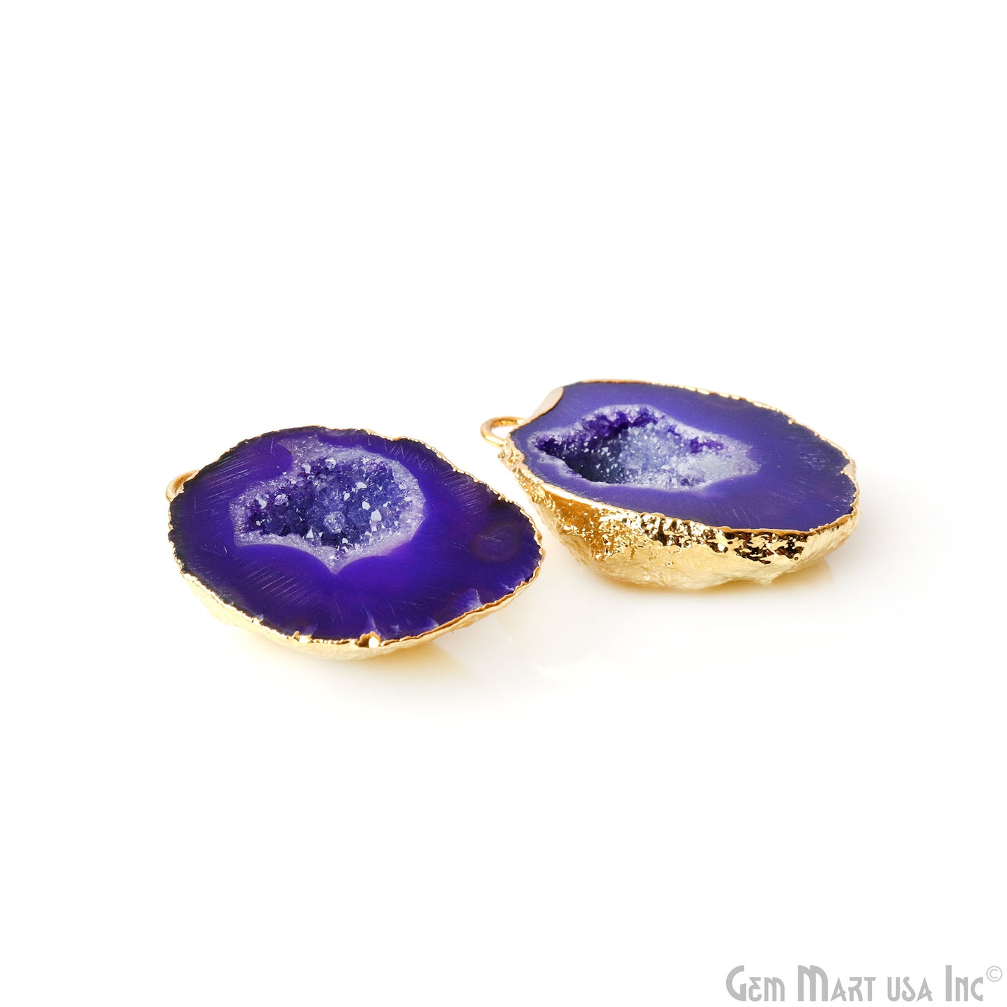 Geode Druzy 24x32mm Organic Gold Electroplated Single Bail Gemstone Earring Connector 1 Pair