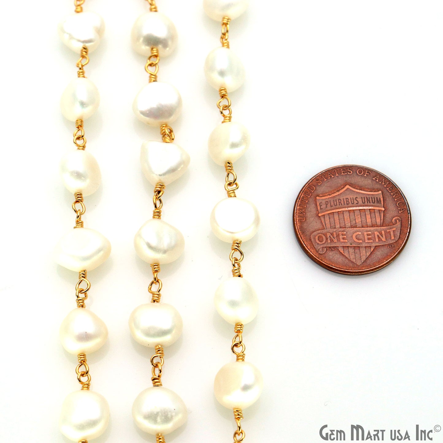 Pearl Gold Plated Wire Wrapped Beads Rosary Chain (763764768815)