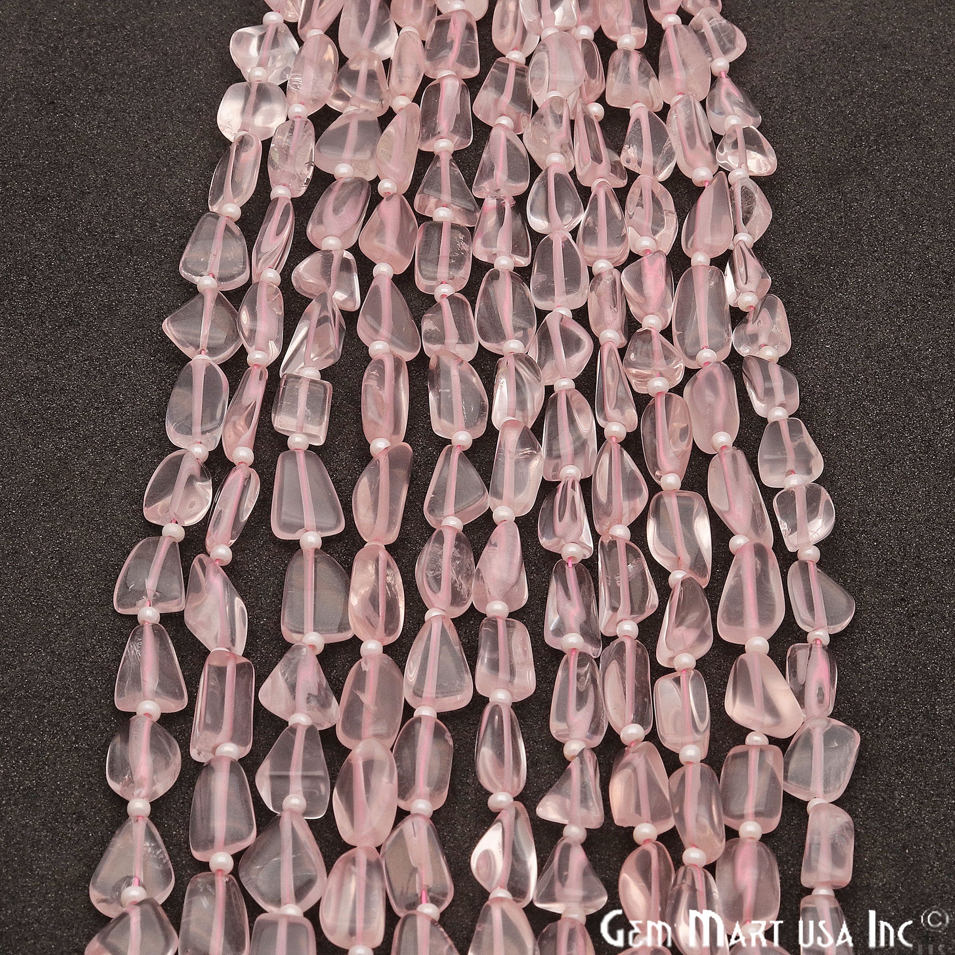 Rose Quartz Free Form 9x7mm Tumble Beads Gemstone Strands - GemMartUSA