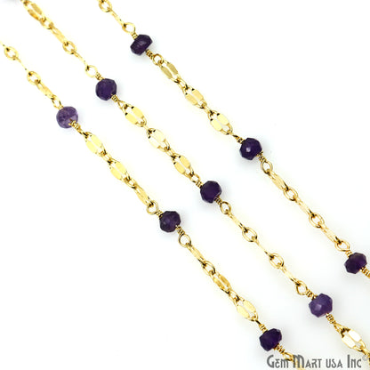 Amethyst Beads Gold Plated Finding Rosary Chain