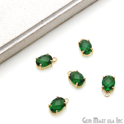 Oval 6x8mm Gold Plated Prong Setting Gemstone Connector (Pick Stone) - GemMartUSA