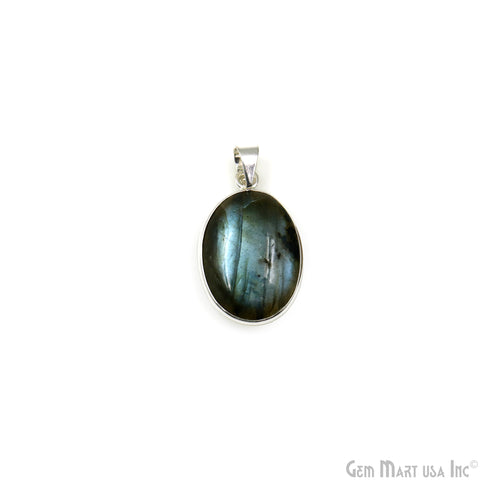 Labradorite Gemstone Oval 31x20mm Sterling Silver Necklace Pendant 1PC