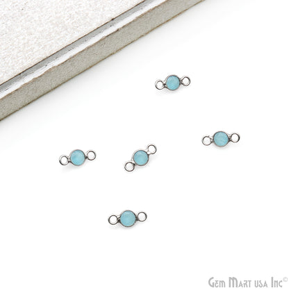 5pc Lot Round 4mm Silver Plated Double Bail Gemstone Connector
