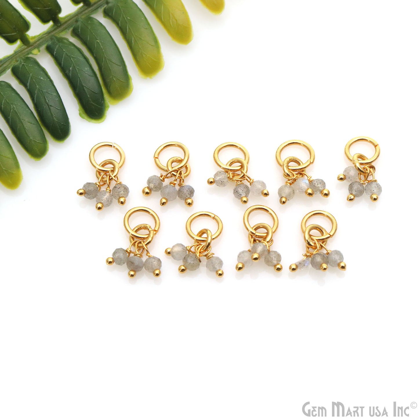 Faceted Gemstone Cluster Beads With Gold Jump Ring 15x6mm