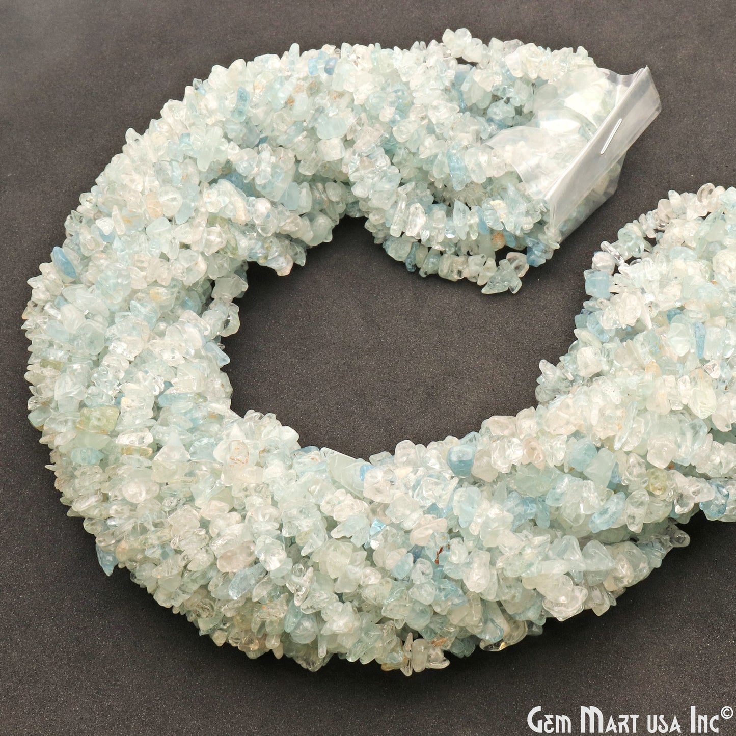Natural Aquamarine Semi Precious Gemstone Chip Beads 34" Strand - GemMartUSA