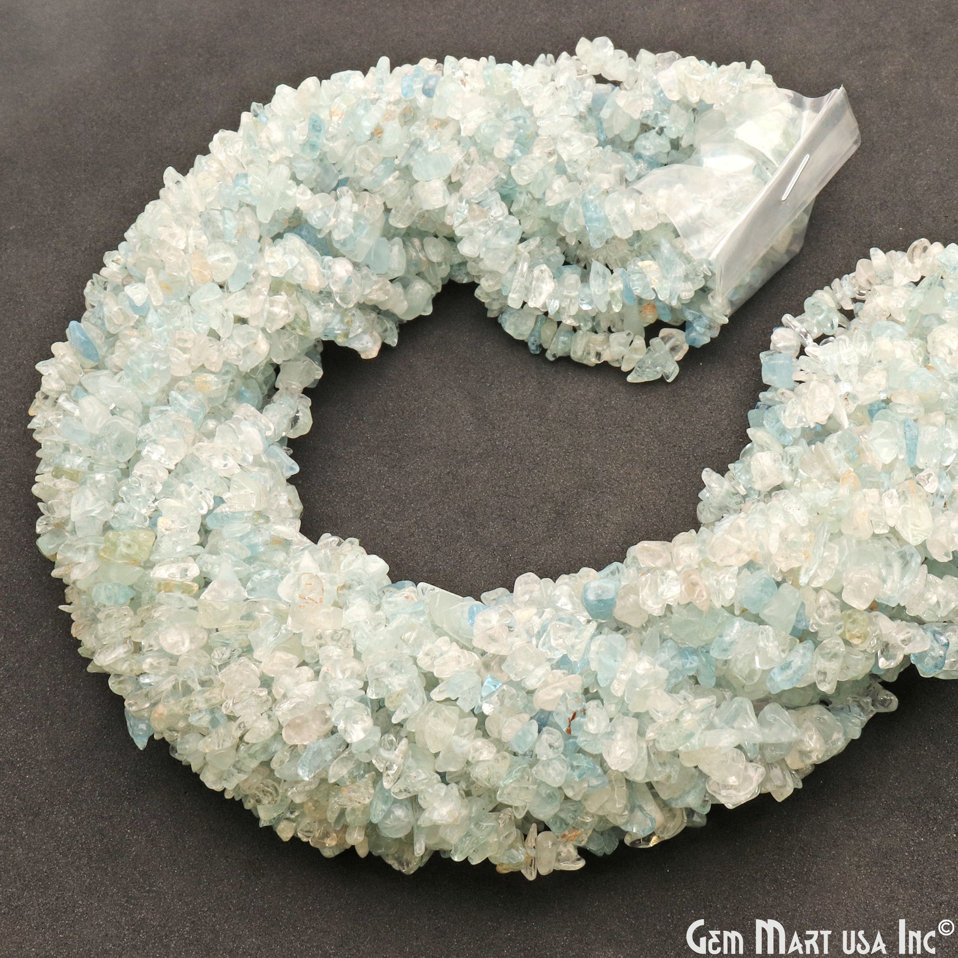 Natural Aquamarine Semi Precious Gemstone Chip Beads 34" Strand - GemMartUSA