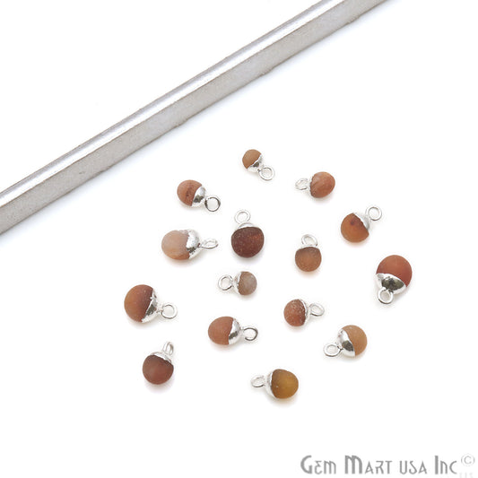 Rough Carnelian Matte Beads Organic 11x5mm Silver Electroplated Pendant Connector - GemMartUSA