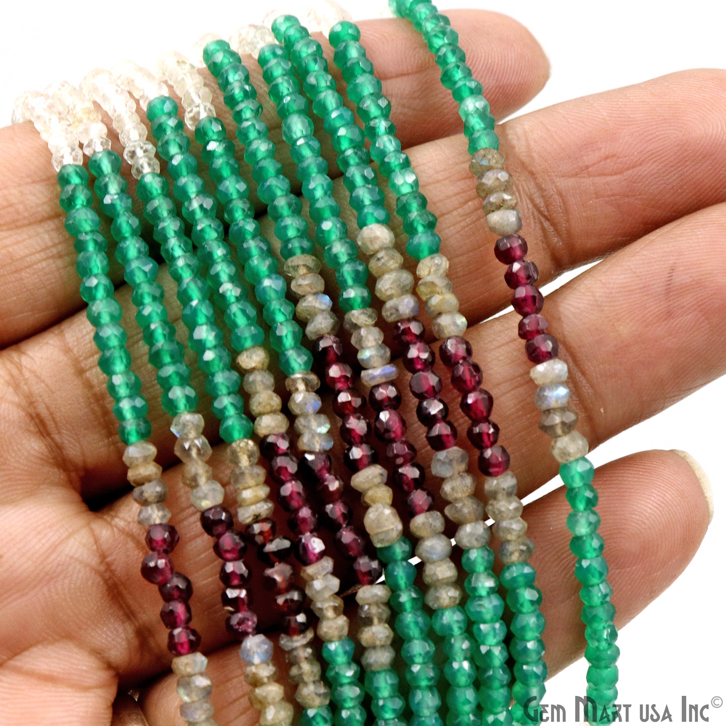 Mixed Rondelle Beads, 12.5 Inch Gemstone Strands, Drilled Strung Nugget Beads, Faceted Round, 3-4mm