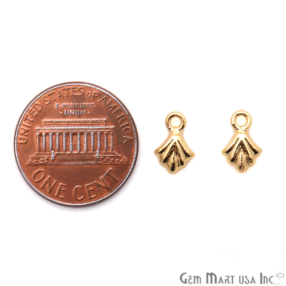 5pc Lot Seashell Finding 8x7mm Gold Plated Jewelry Making Charm - GemMartUSA