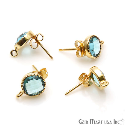 DIY Round 13x9mm Gold Bail Gemstone stud Earring (Pick Your Gemstone) - GemMartUSA