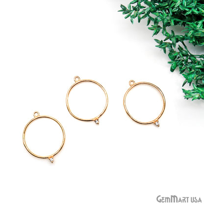 CZ Round Hoop Gold Plated 25X19mm Single Bail Finding