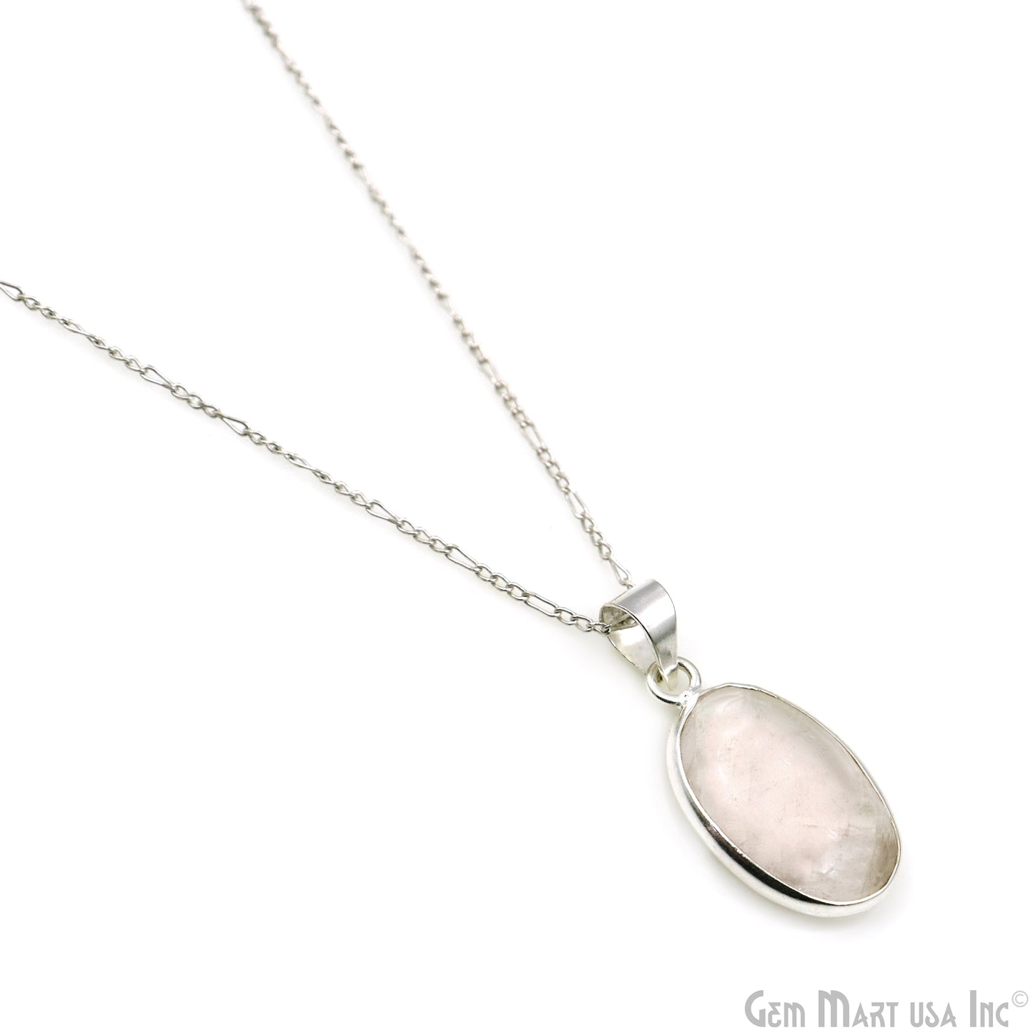 Rose Quartz Gemstone Oval 26x15mm Sterling Silver Necklace Pendant 1PC