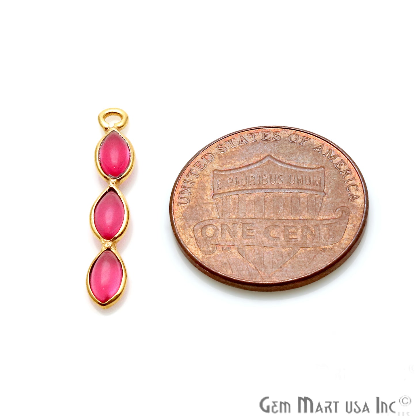 DIY Pink Tourmaline 23x4mm Gold Plated Chandelier Finding Component - GemMartUSA