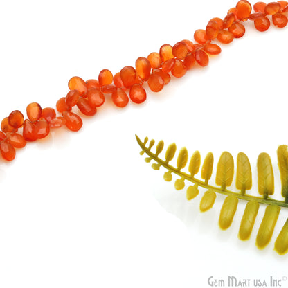 Carnelian Pears Beads, 10 Inch Gemstone Strands, Drilled Strung Briolette Beads, Pears Shape, 7x9mm