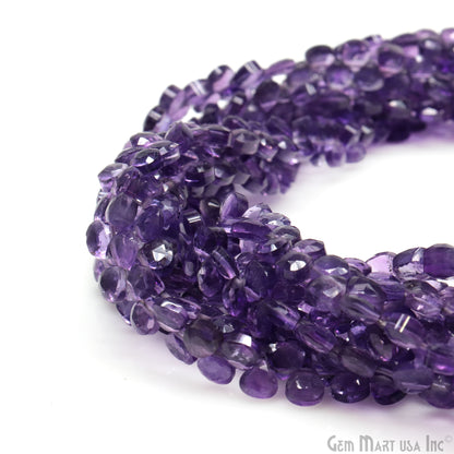 Amethyst Heart Beads, 8 Inch Gemstone Strands, Drilled Strung Briolette Beads, Heart Shape, 4mm