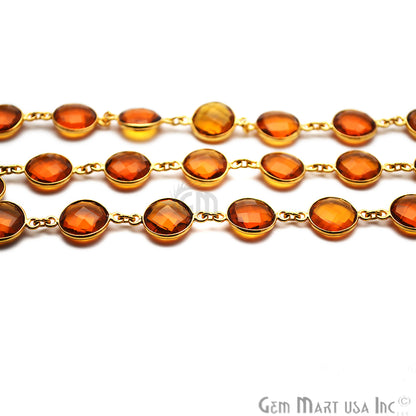 Citrine 12mm Round Gold Plated Continuous Connector Chain - GemMartUSA (764276441135)