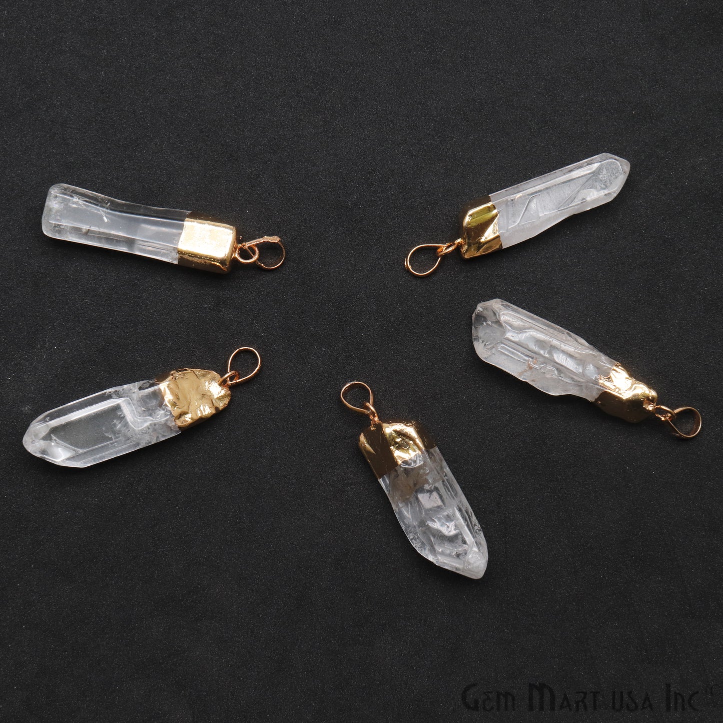 Crystal Point Pencil Pendant, 42x9mm 24k Gold Plated Gemstone Point Pencil Charm Pendant(GPCL-14046)