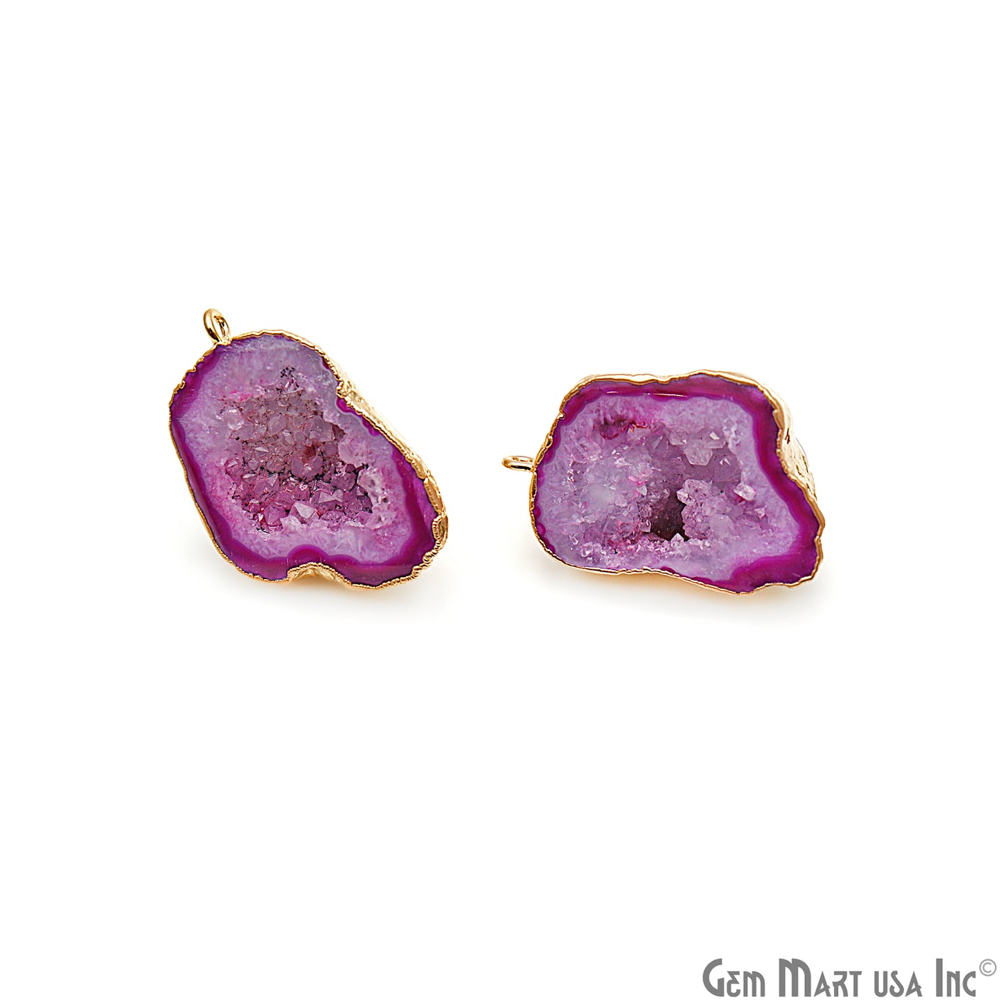 DIY Agate Slice Geode Druzy 33x22mm Gold Electroplated Loop Connector Studs Earrings - GemMartUSA